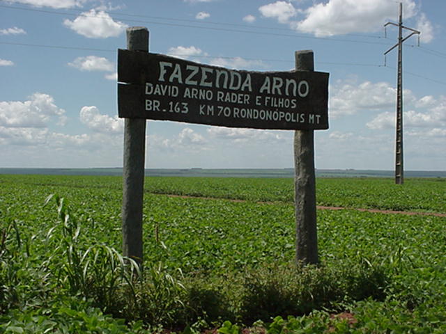 Entrance to a soybean farm near Rondonopolis, Mato Grosso