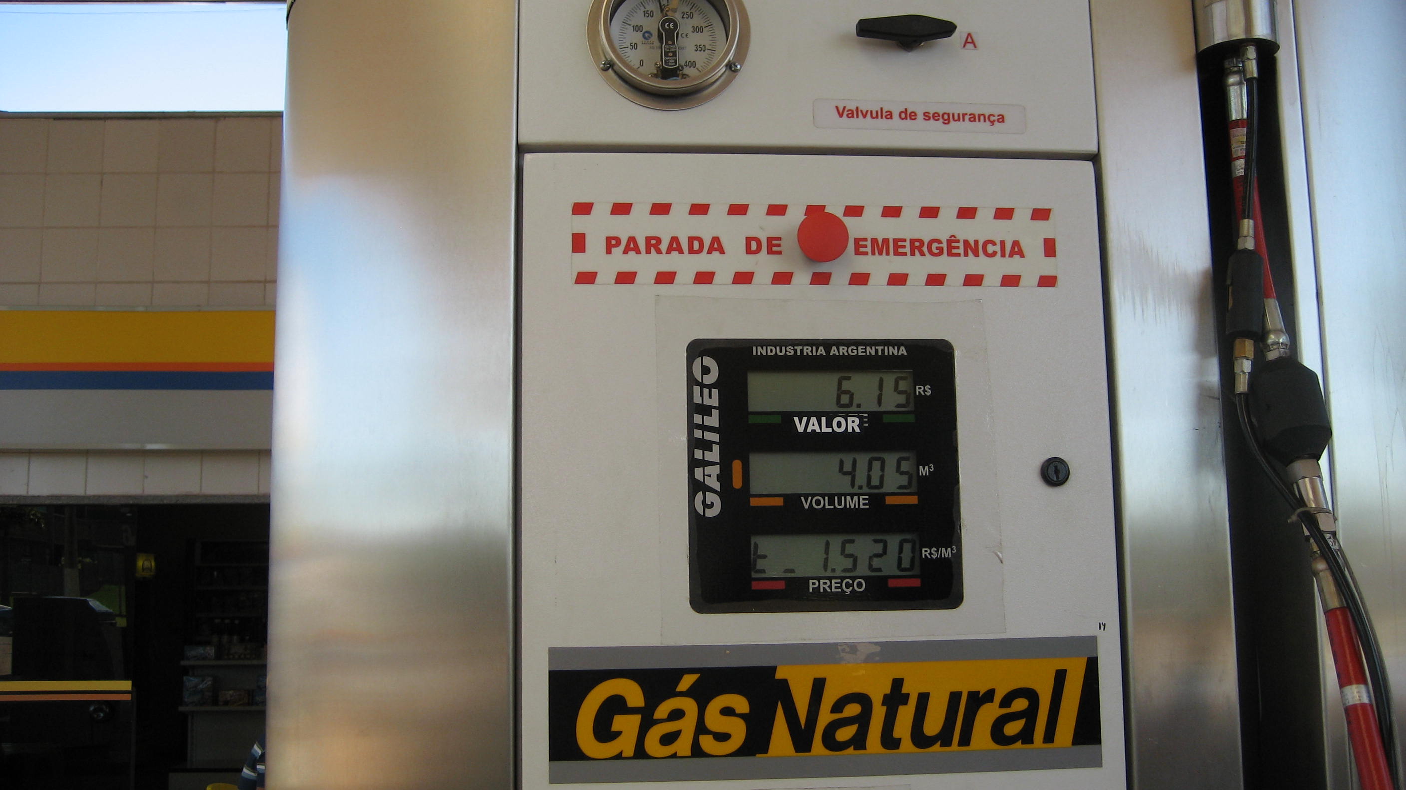 Natural gas pump at gasoline station in Rondonopolis, Mato Grosso
