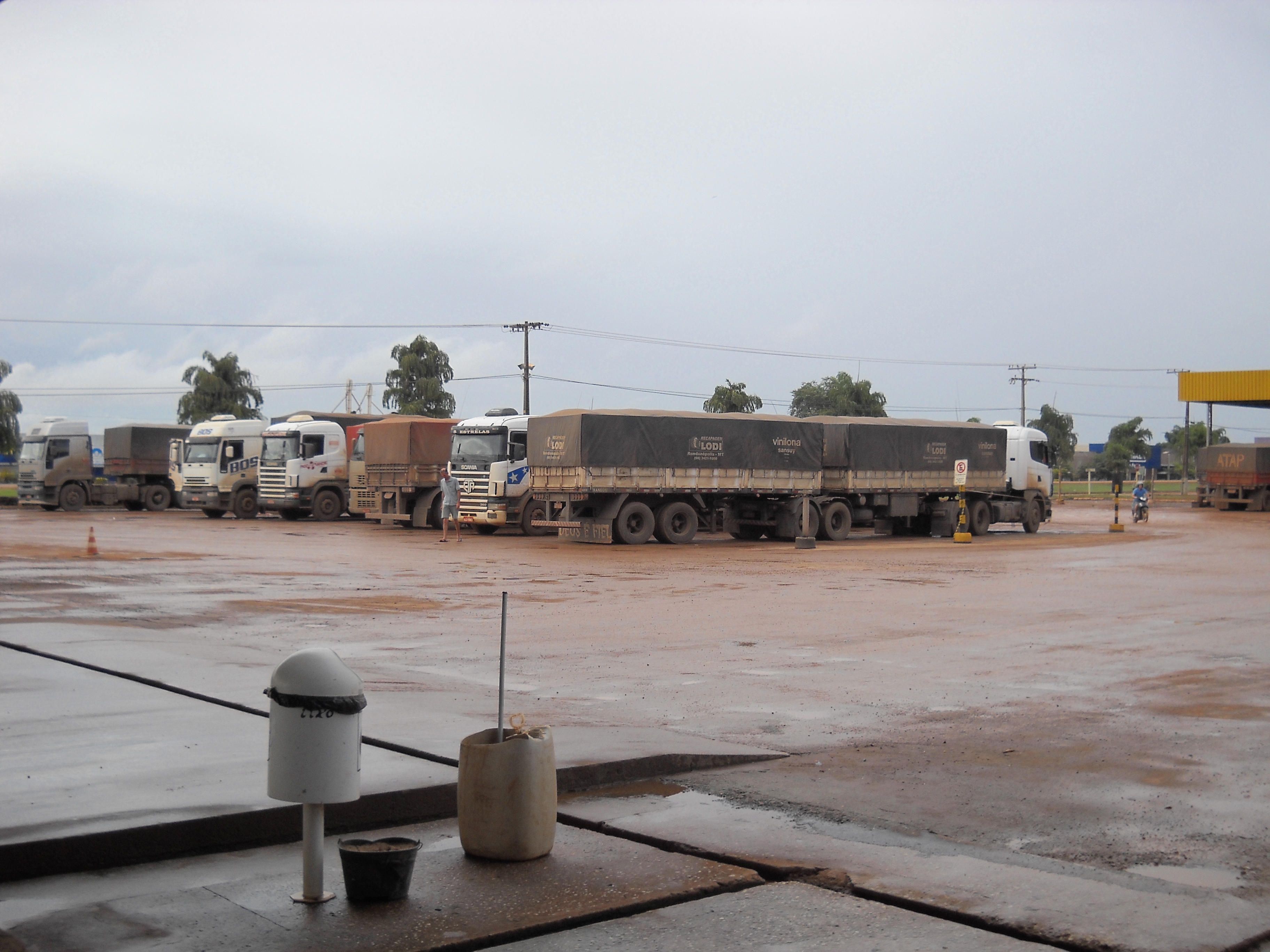 Grain hauling trucks in Lucas do Rio Verde in central Mato Grosso