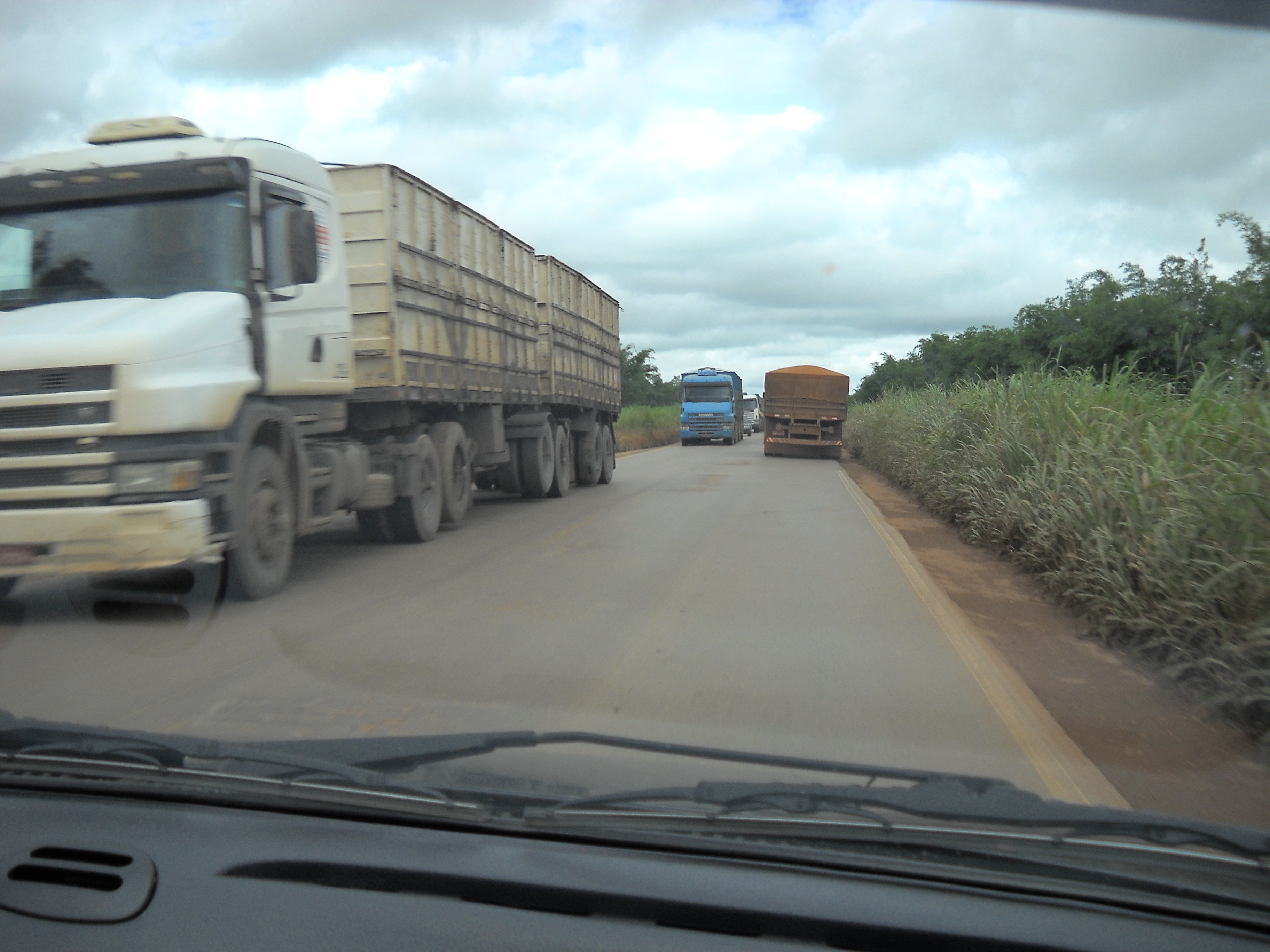 Truck traffic on BR-163 near Nobres in central Mato Grosso