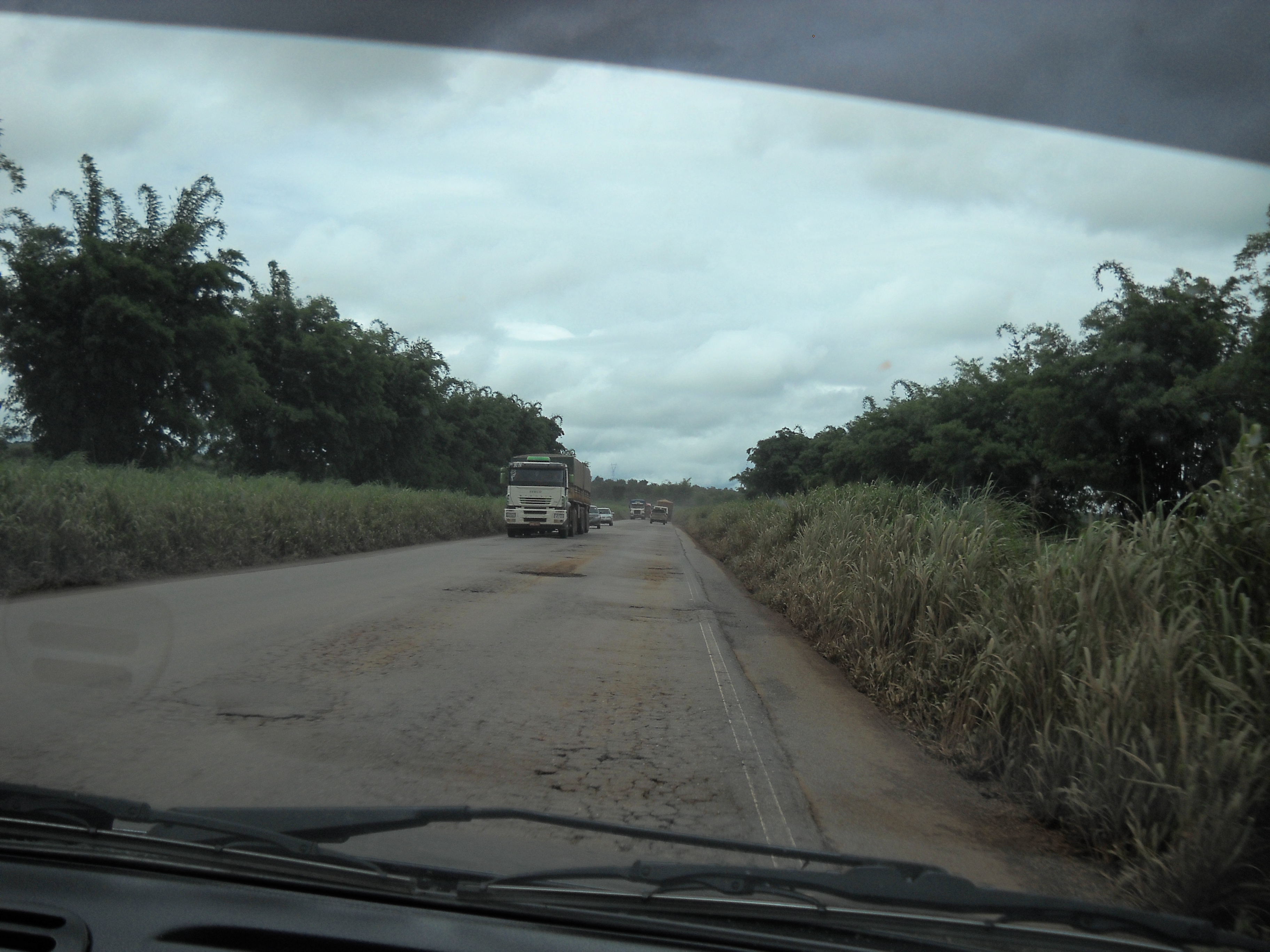 Poor condition of BR-163 near Nobres in central Mato Grosso