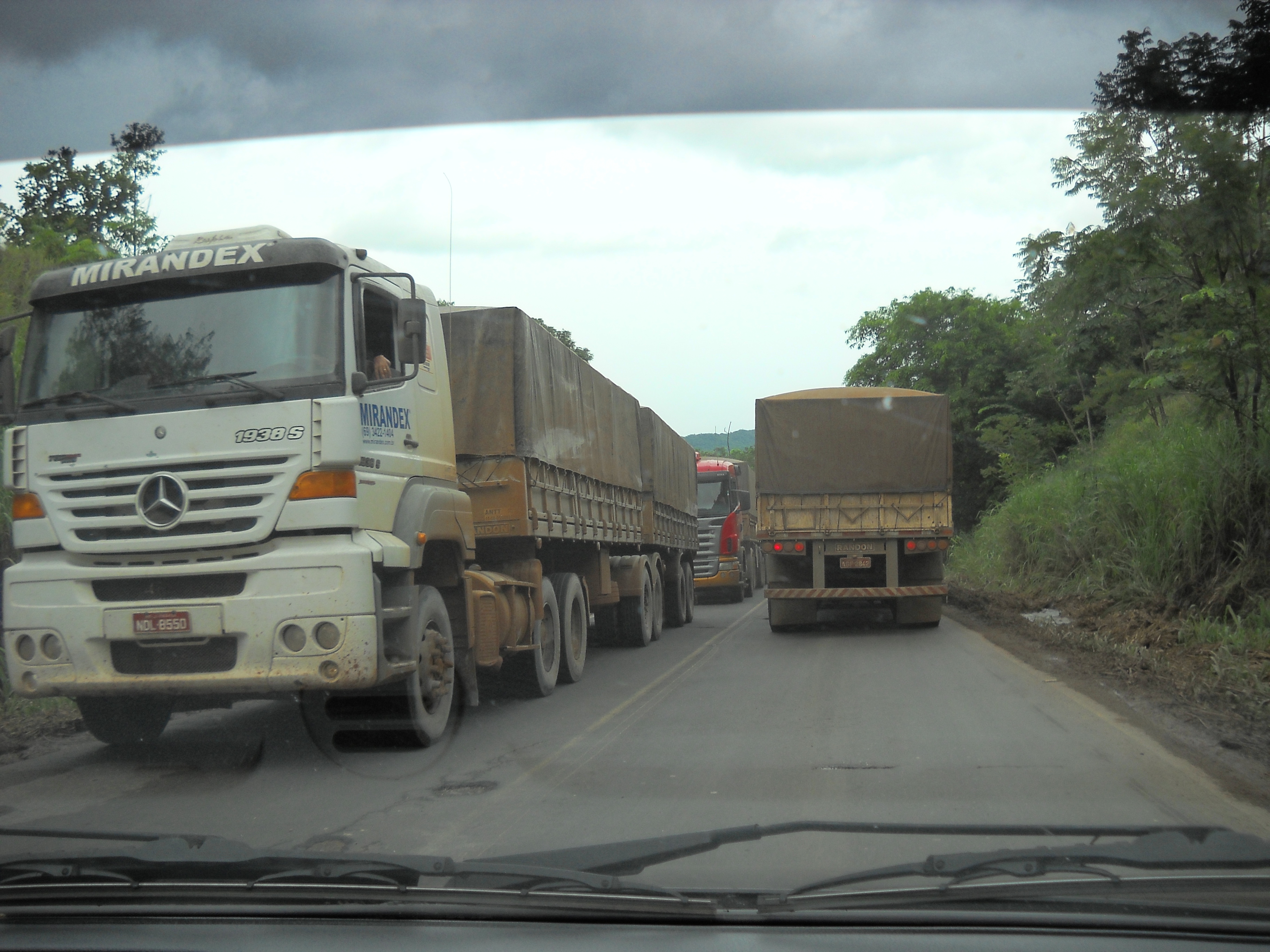 Heavy truck traffic on BR-163 near Nobres in central Mato Grosso