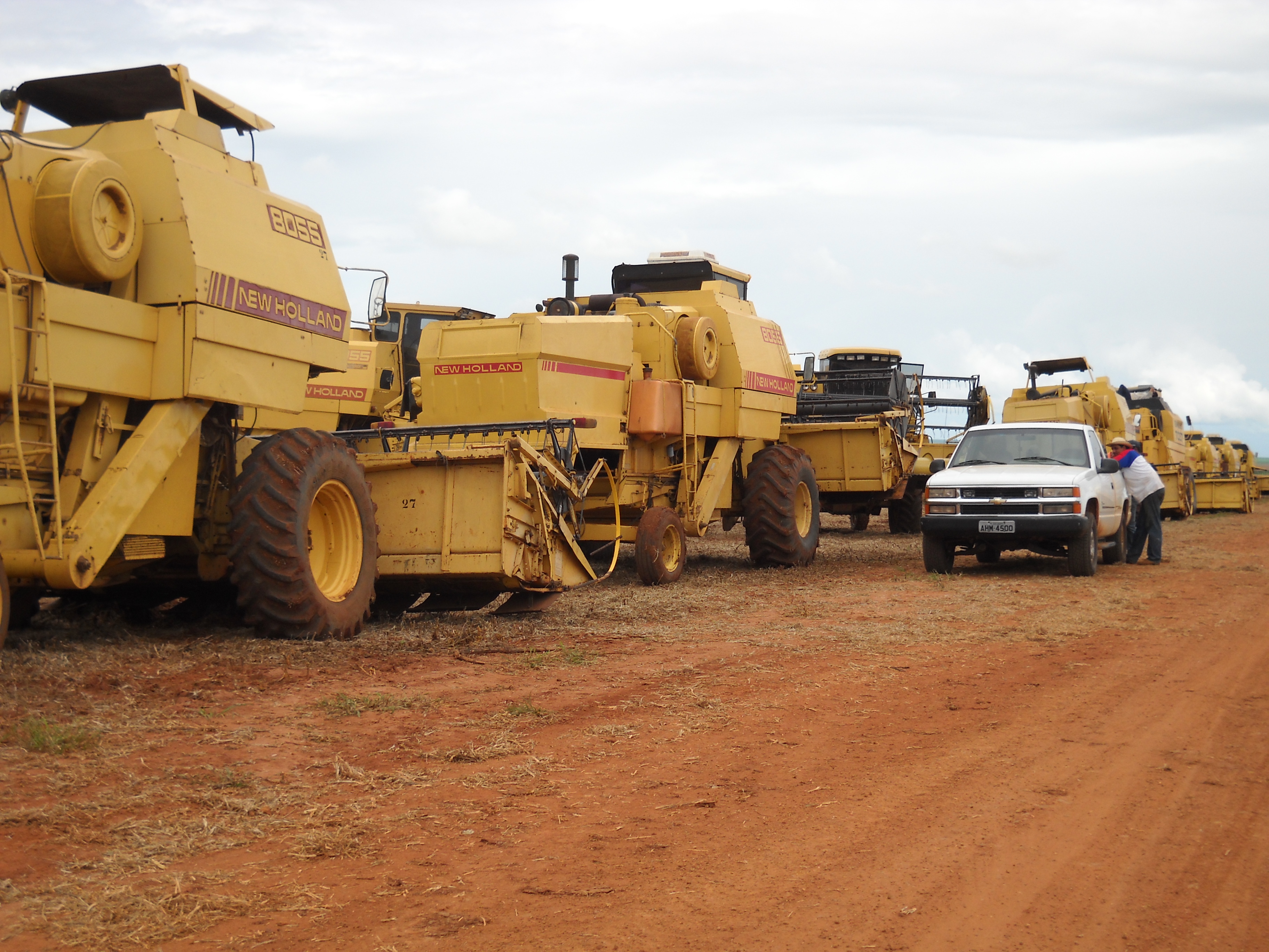 Custom combine crew (21 combines) near Sonora in northern Mato Grosso do Sul