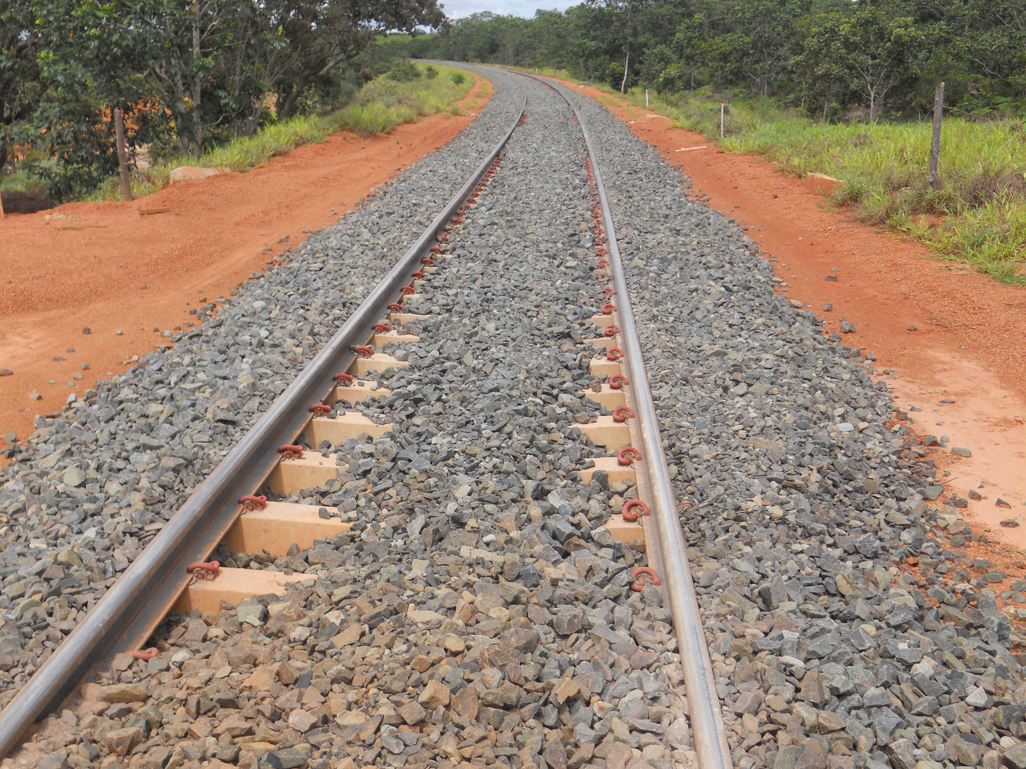 Newly lain track on Ferronorte Railroad near Alta Araguaia in southeastern Mato Grosso, Brazil