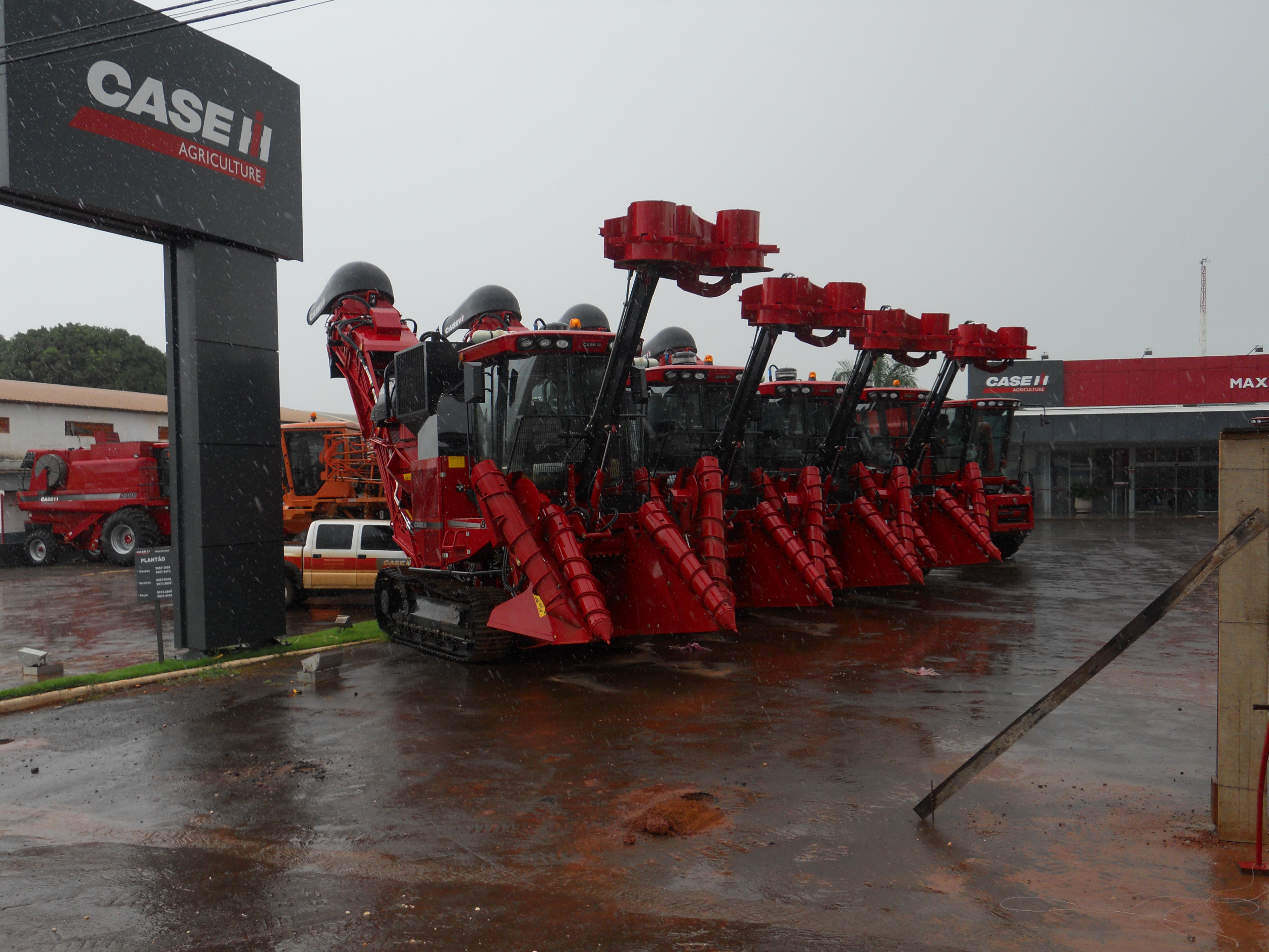 Mechanical sugarcane harvesters in Tangara da Serra in western Mato Grosso, Brazil