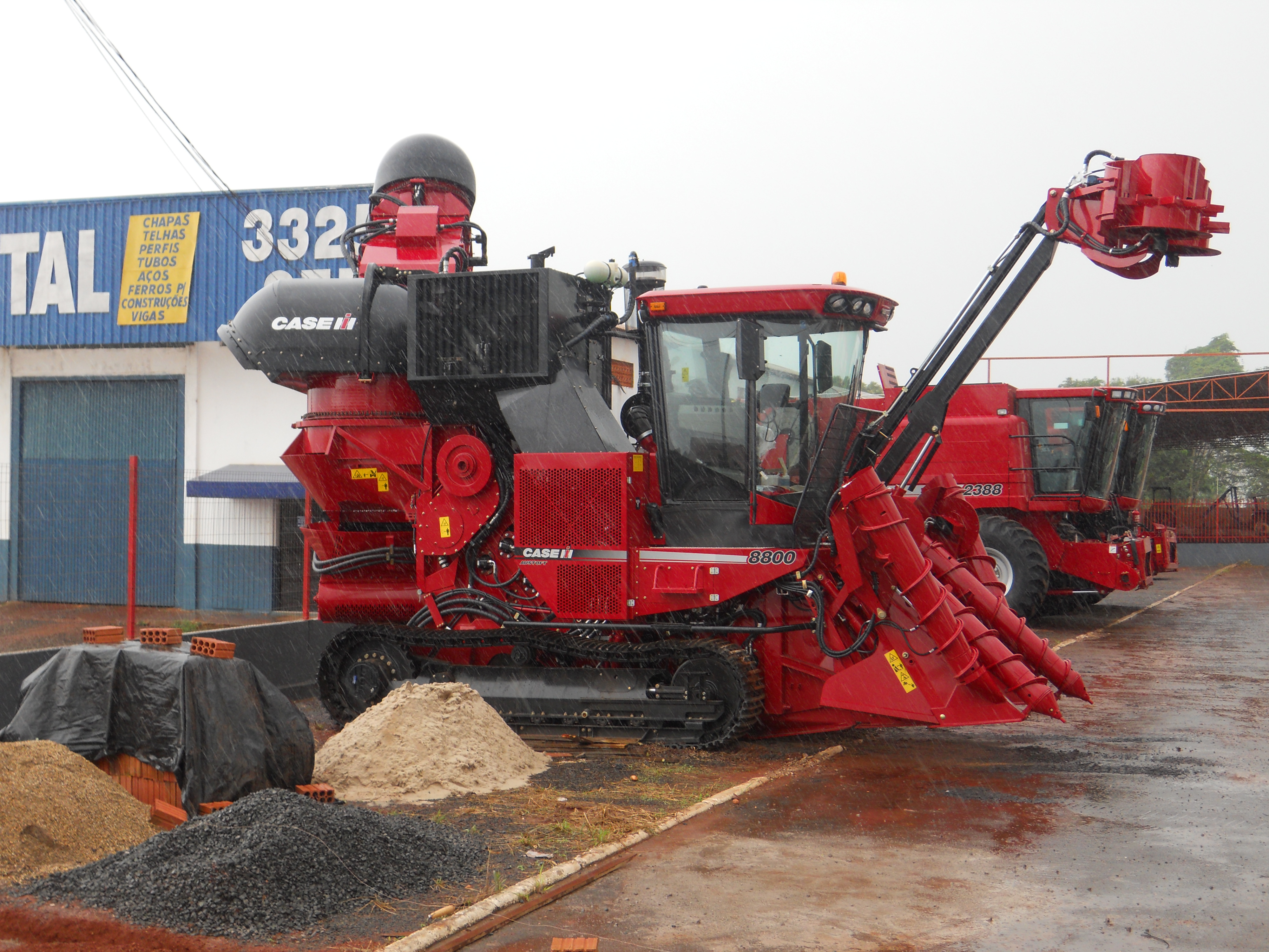Mechanical sugarcane harvesters in Tangara da Serra in western Mato Grosso, Brazil
