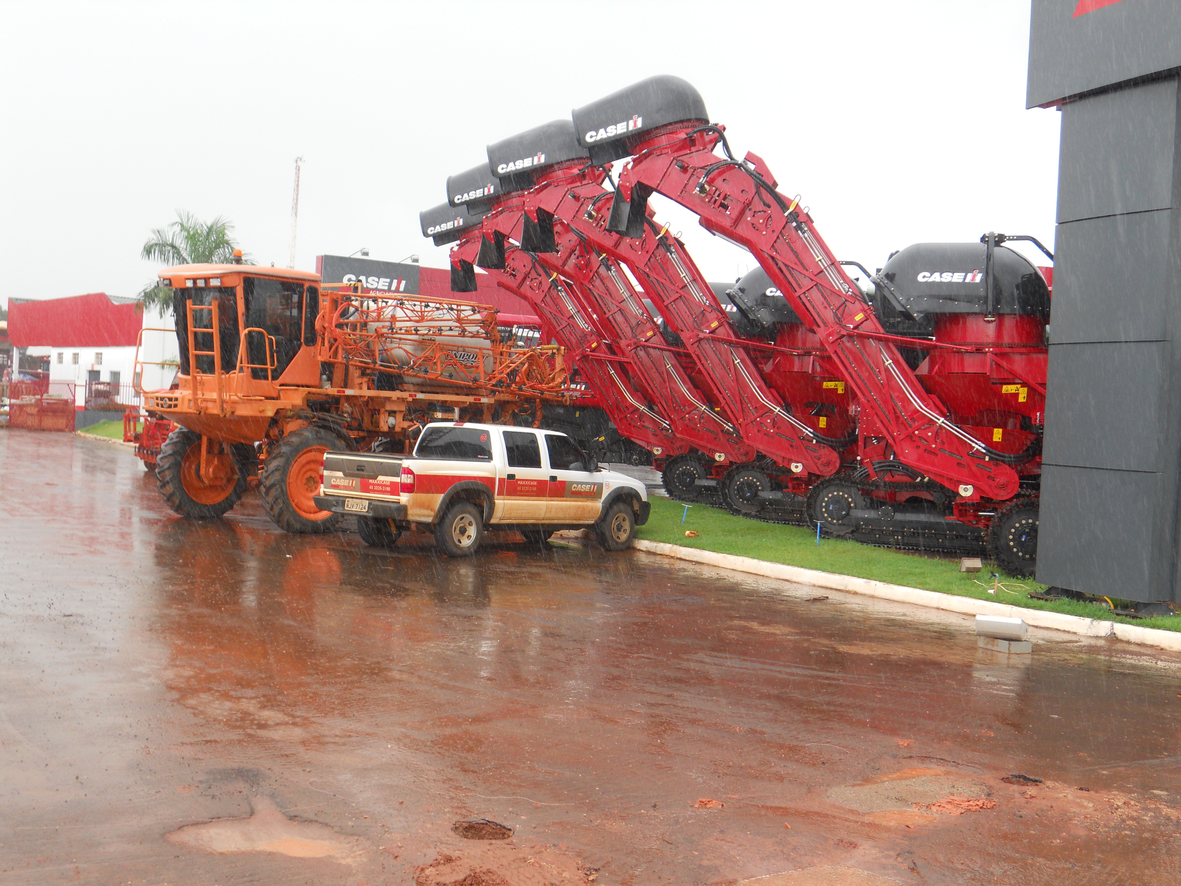 Mechanical sugarcane harvesters in Tangara da Serra in western Mato Grosso, Brazil