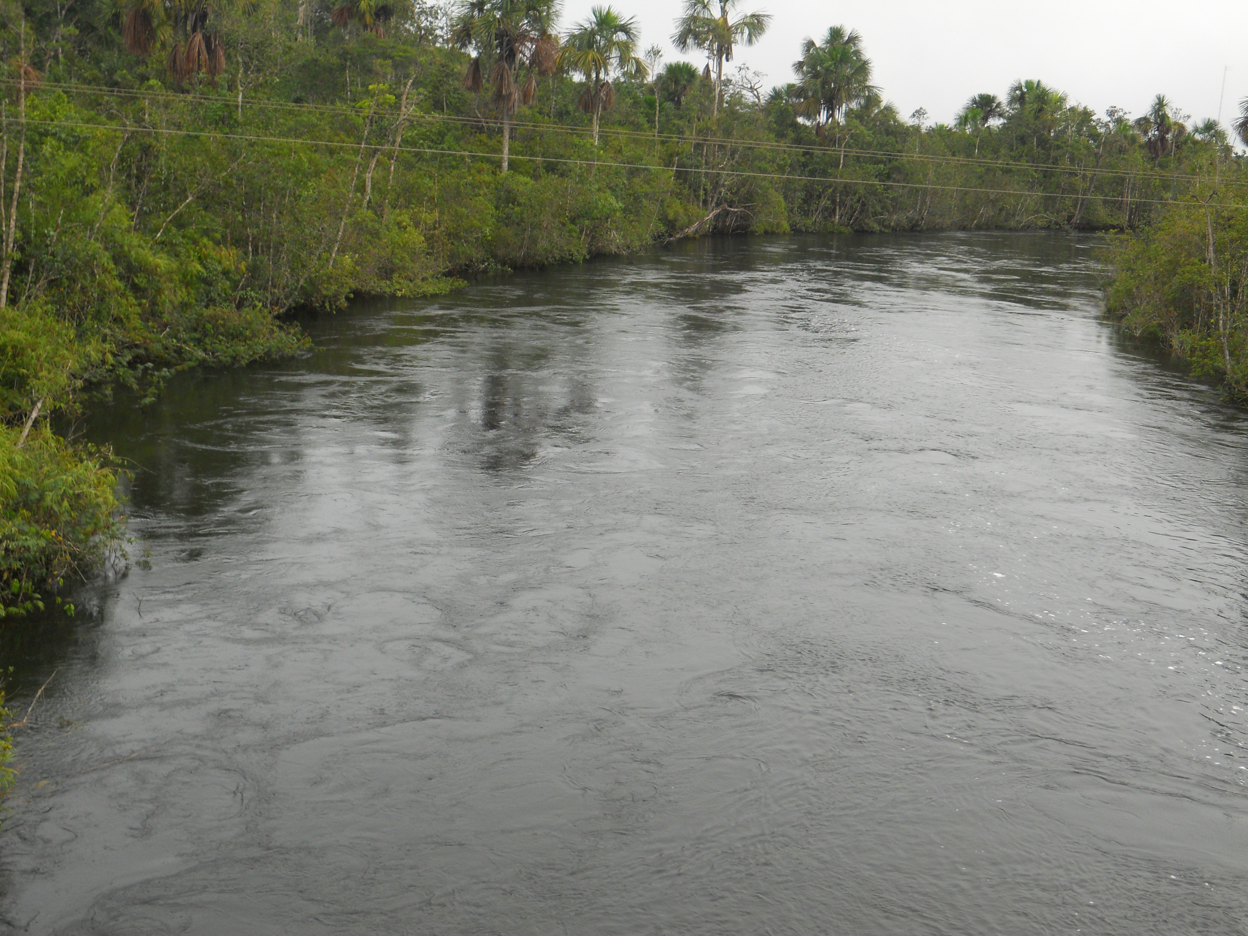 Clear flowing river in indigenous reserve in western Mato Grosso, Brazil