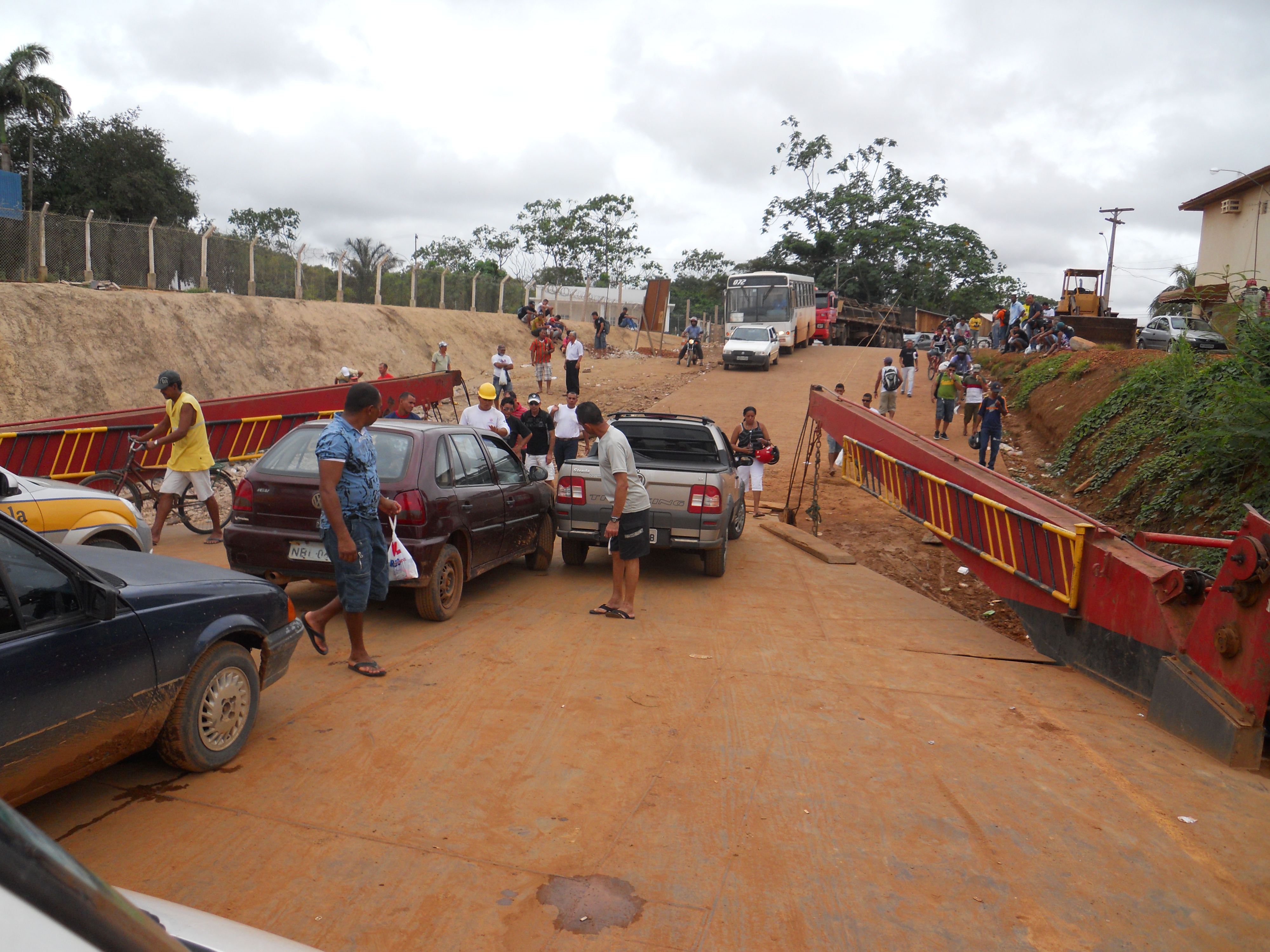 Oops, a fender bender leaving the ferry boat at Porto Velho, Brazil