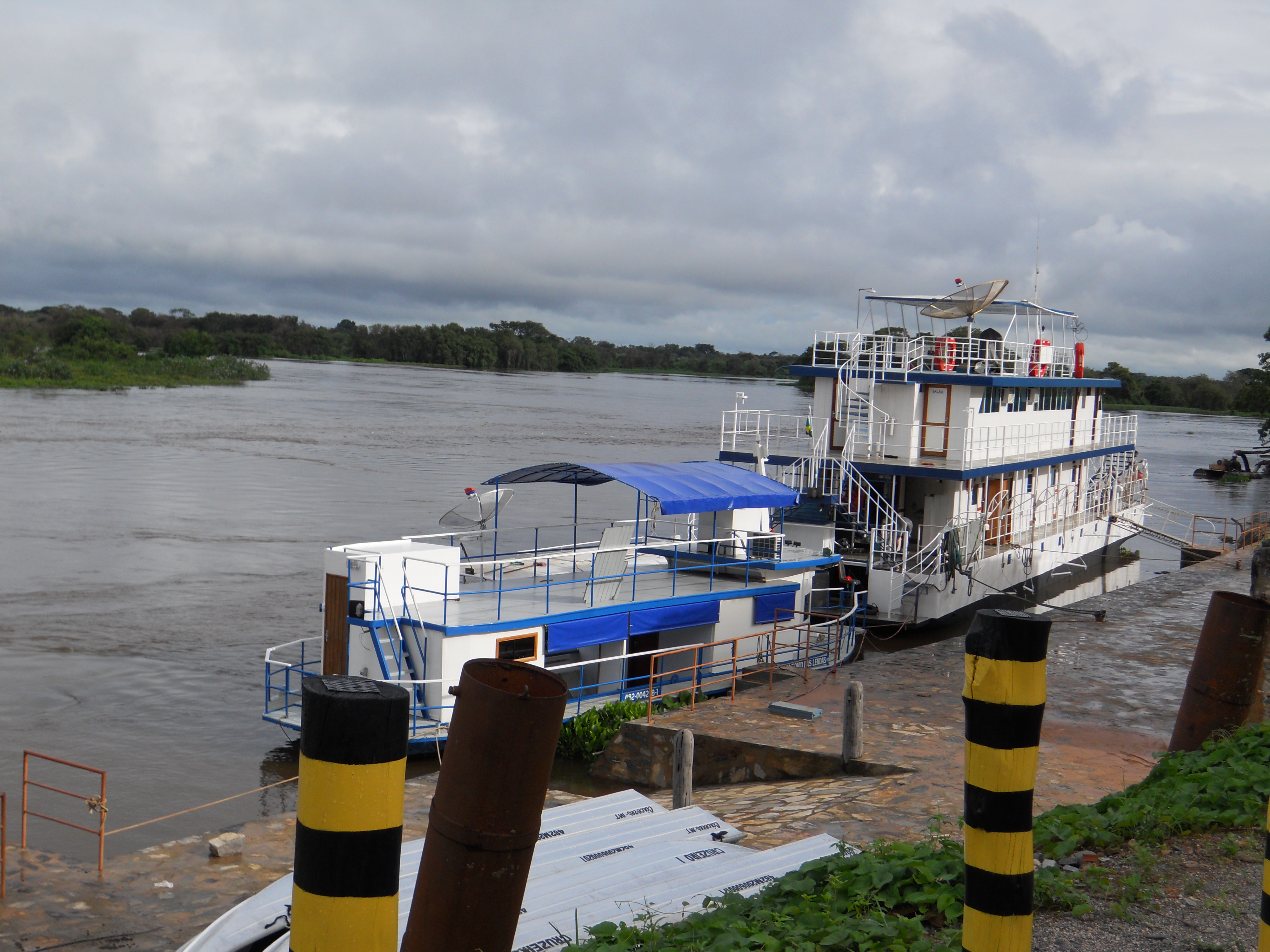 Tour boats on Paraguay River in downtown Caceres in southwestern Mato Grosso, Brazil